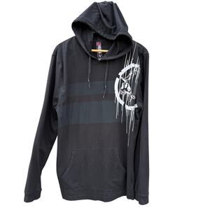 Metal Mulisha Skull helmet black gray striped hoodie sweatshirt Size 2XL smaller